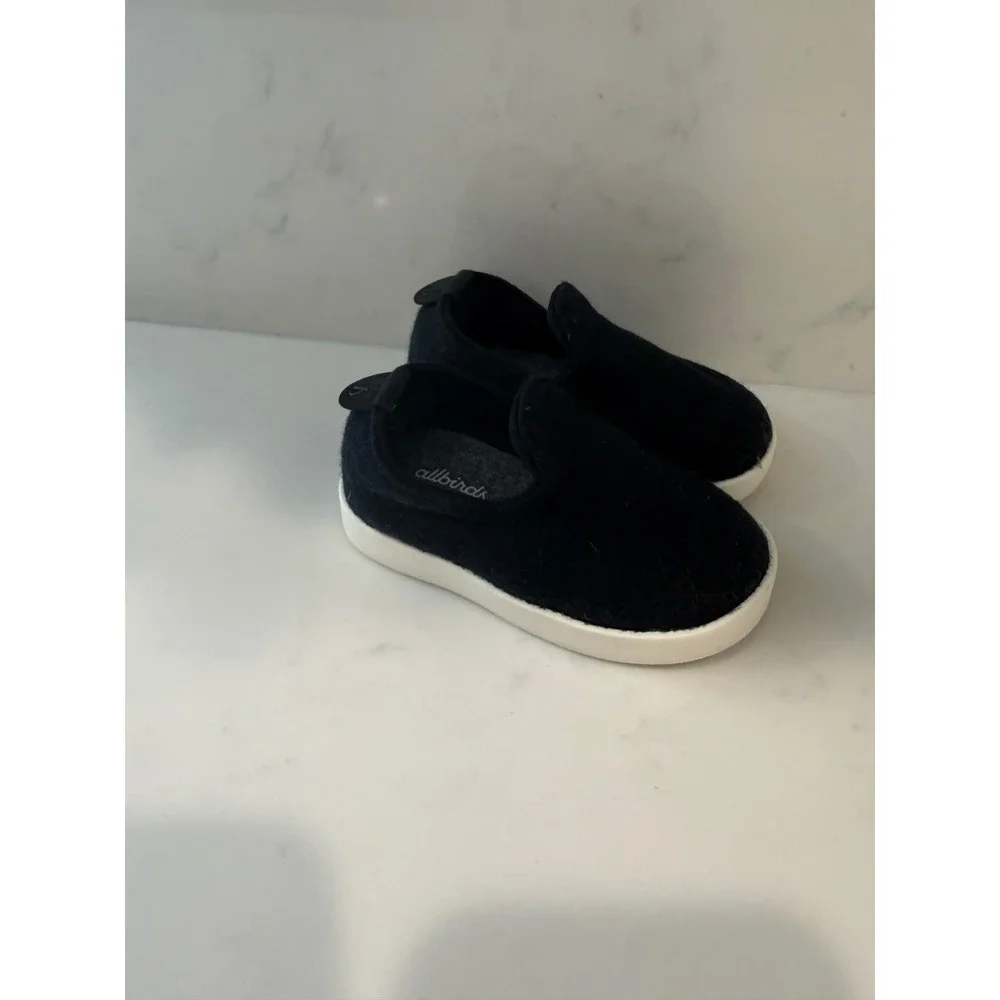 Allbirds Smallbirds Wool Loungers Kids Black White Slip On Sneakers T5 SBLIT5